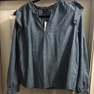 GAP Women's Blue Ruffle Top